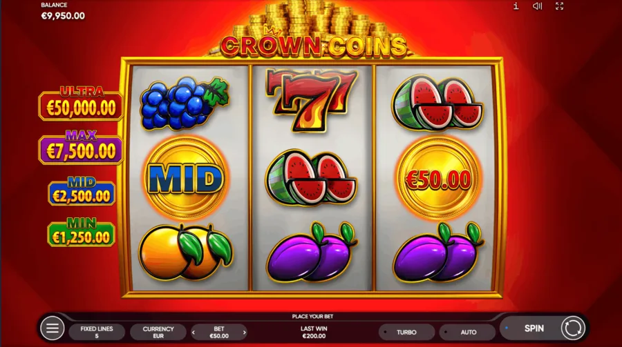 The Crown Coins grid between spins